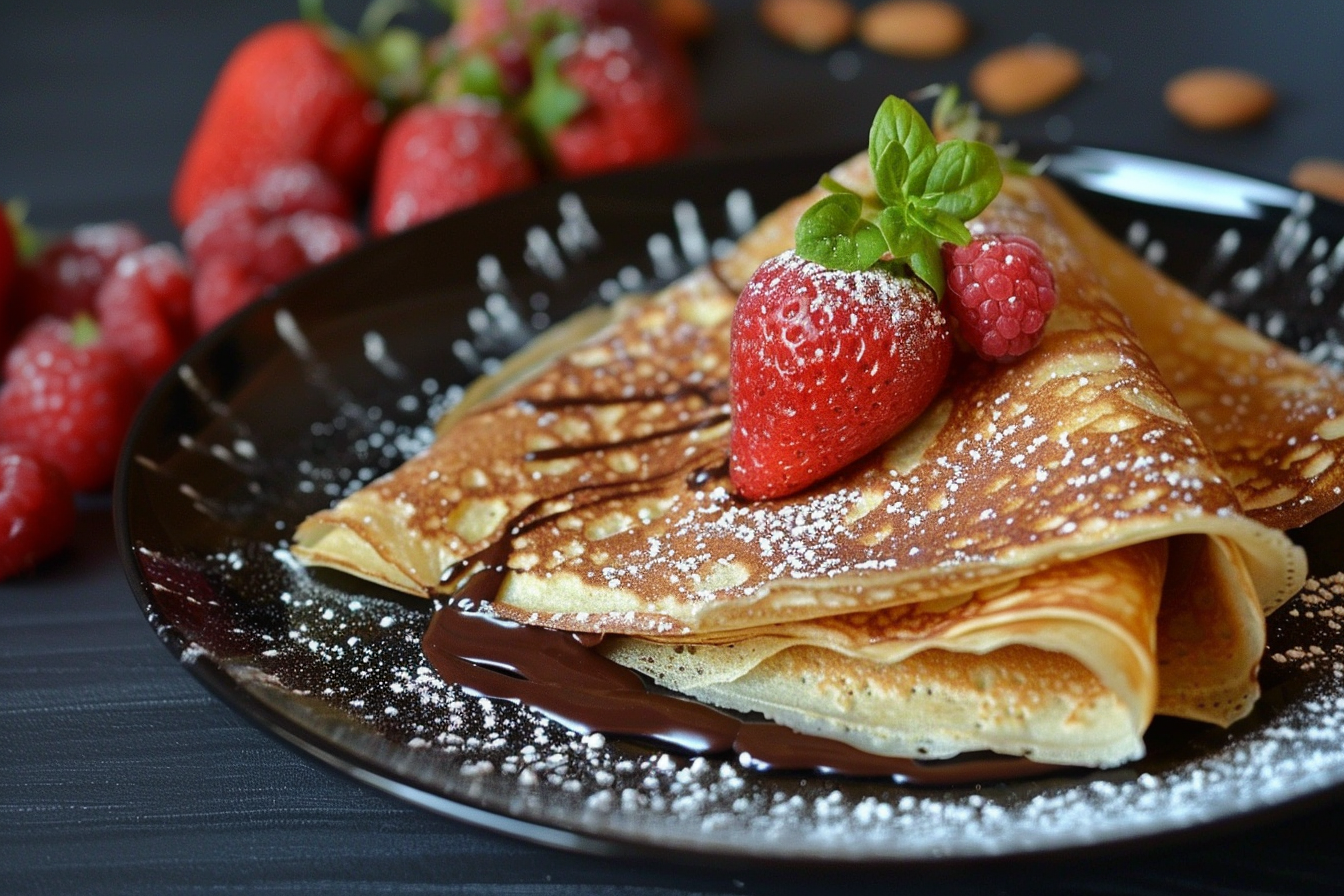 Image gratuite Crêpe au chocolat sur comptoir cuisine élégant 2