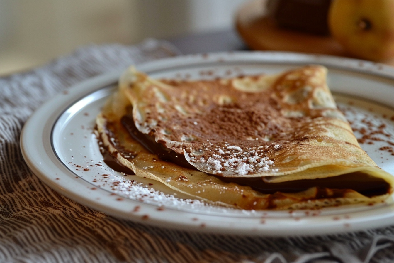 Image gratuite Crêpe au chocolat sur comptoir cuisine propre 1