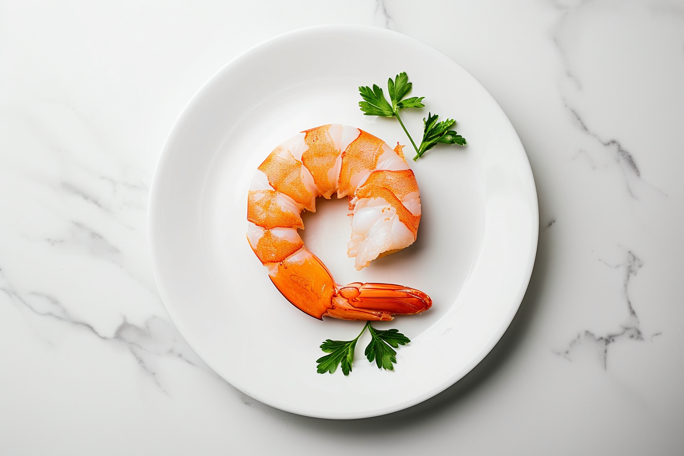 Image gratuite Crevette sur assiette blanche 1