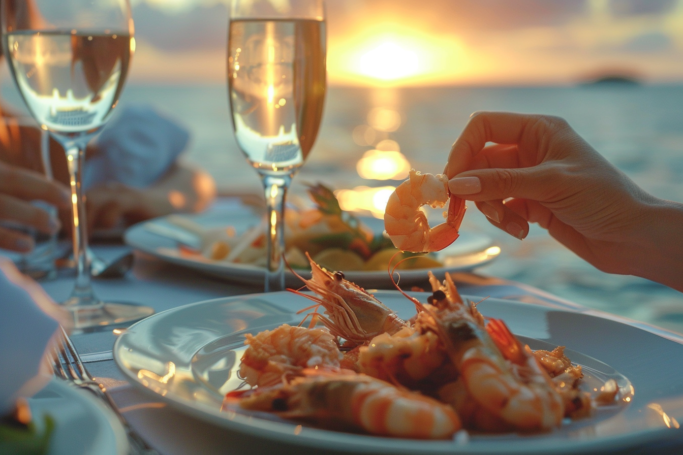 Image gratuite Crevettes en restaurant bord de mer 1