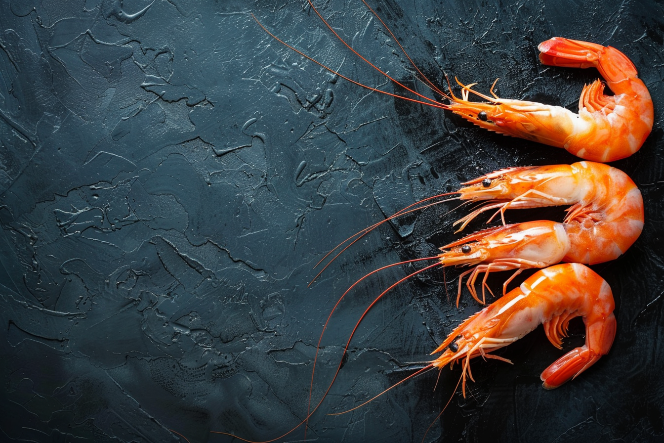 Image gratuite Crevettes sur fond sombre 1