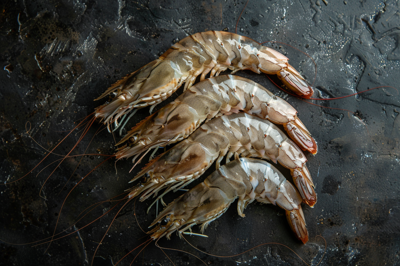 Image gratuite Crevettes sur fond sombre 2