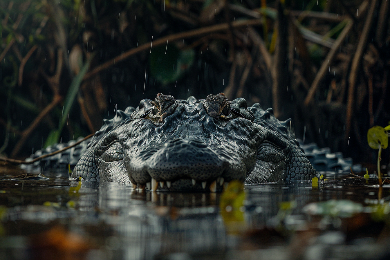 Image gratuite Crocodile émergeant du marécage 1