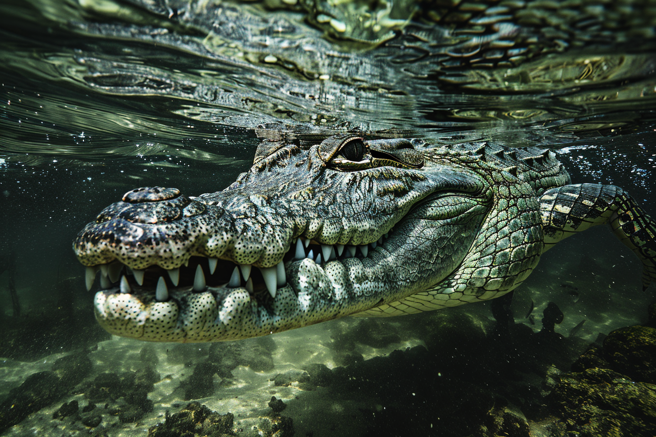 Image gratuite Crocodile furtif dans l&rsquo;eau 1