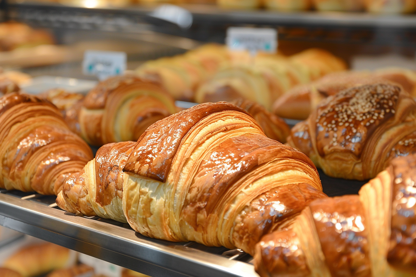 Image gratuite Croissants en vitrine de boulangerie 1