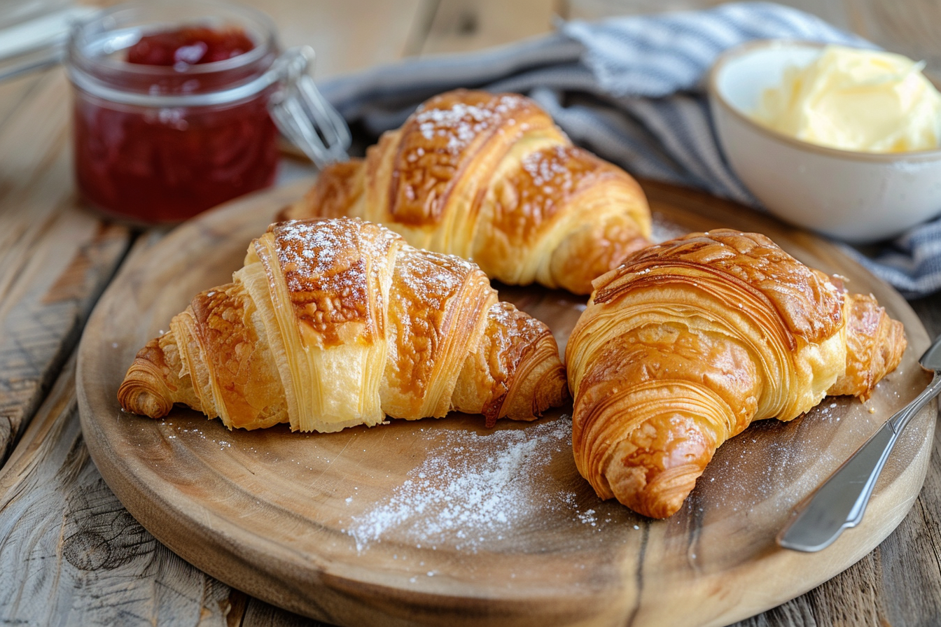 Image gratuite Croissants frais sur table rustique 3