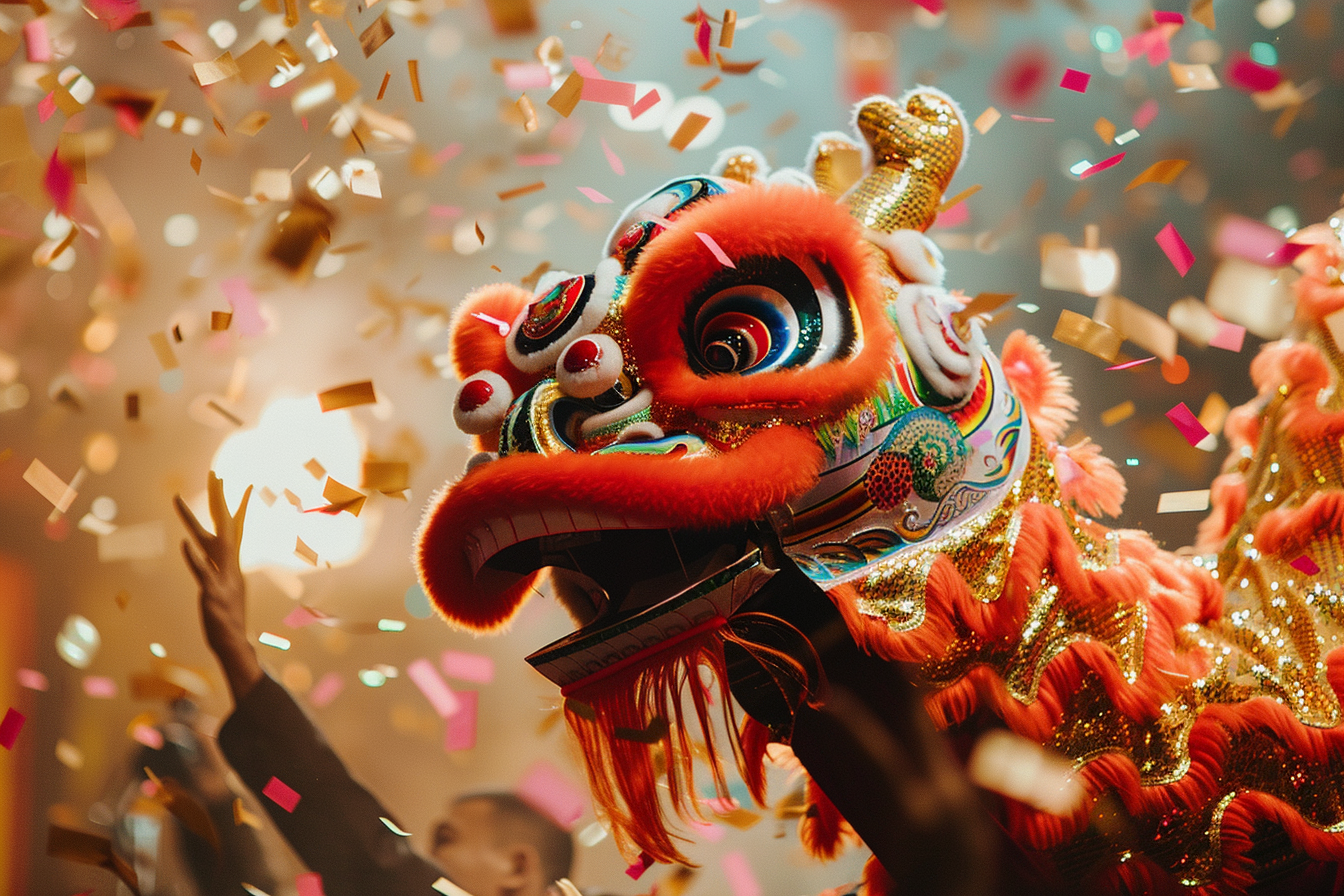 Image gratuite Danse dragon confettis Nouvel An chinois 2