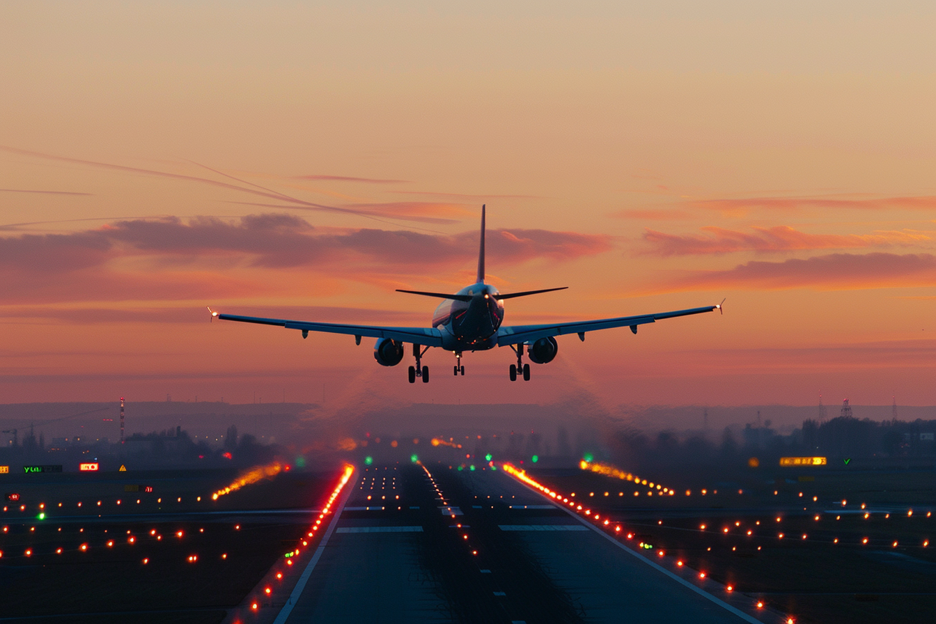 Image gratuite Décollage au coucher du soleil 1