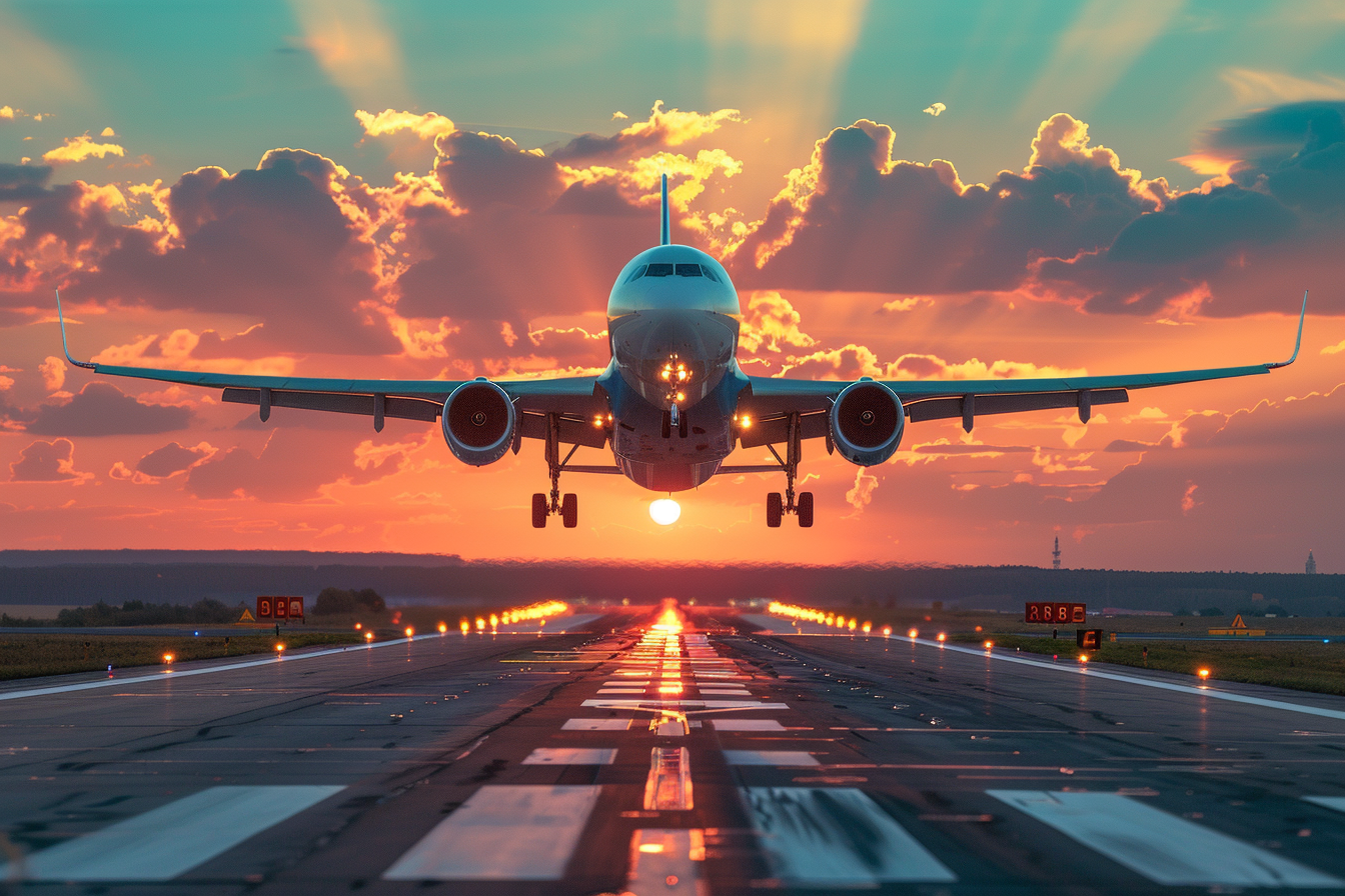 Image gratuite Décollage au coucher du soleil 2