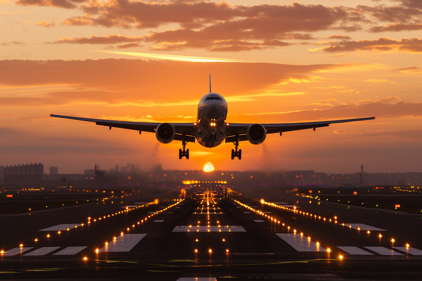 Image gratuite Décollage au coucher du soleil 3