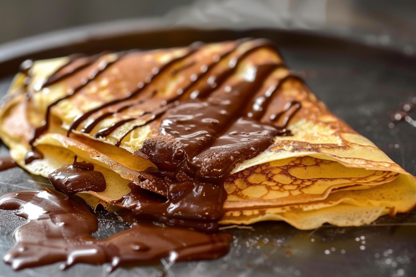 Image gratuite Délicieuse crêpe au chocolat sur îlot cuisine 1