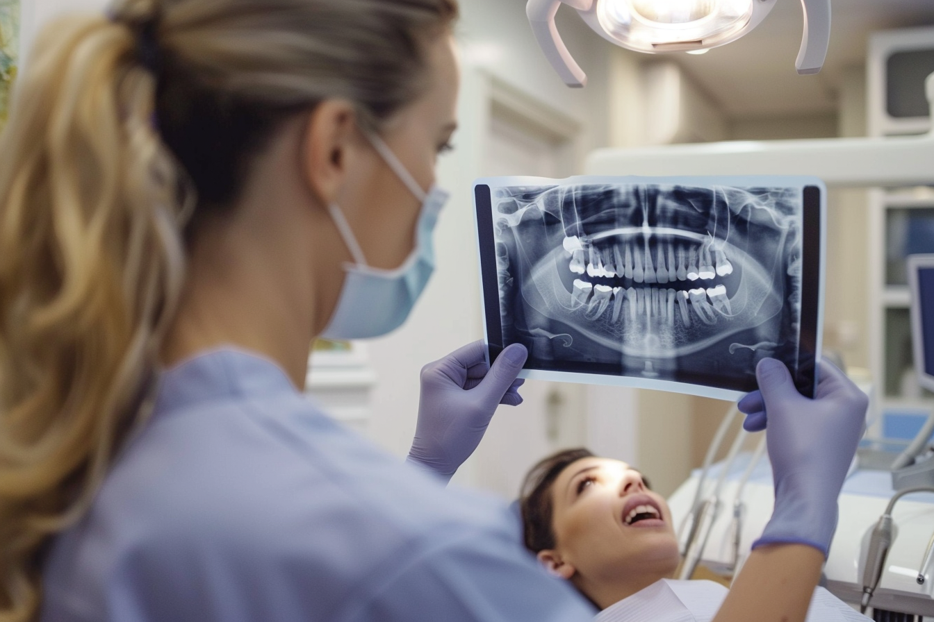 Image gratuite Dentiste montrant des radiographies 3