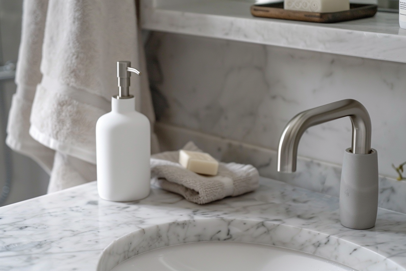 Image gratuite Distributeur de savon en céramique blanc mat 2