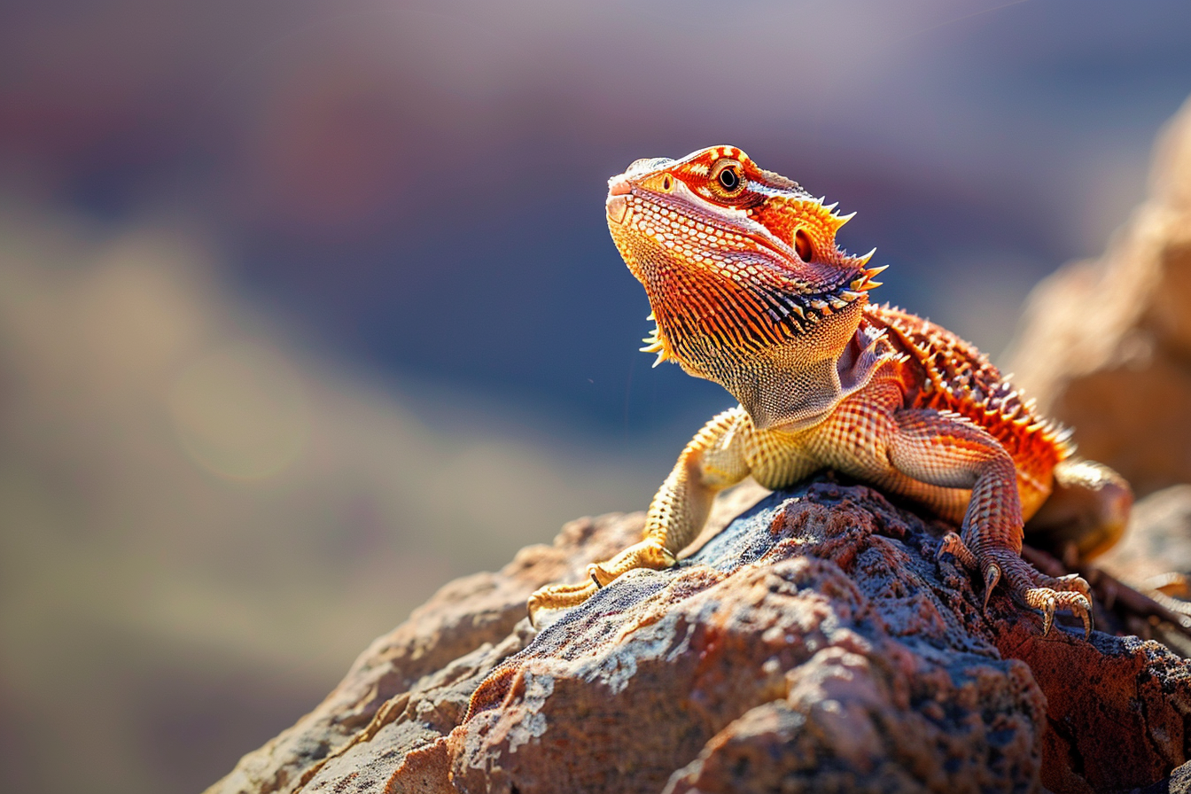 Image gratuite Dragon barbu sur un promontoire rocheux 1