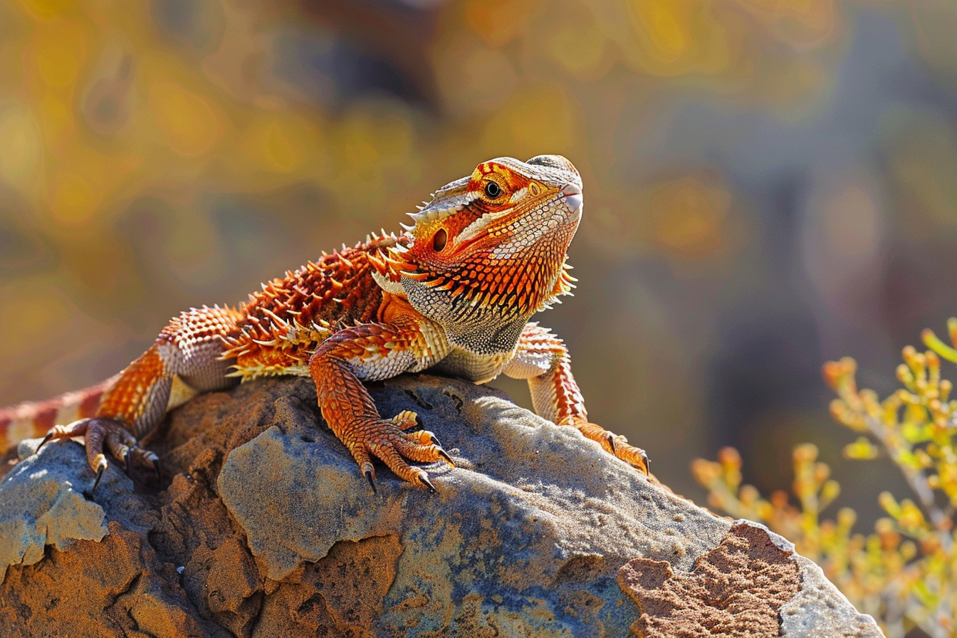 Image gratuite Dragon barbu sur un promontoire rocheux 2