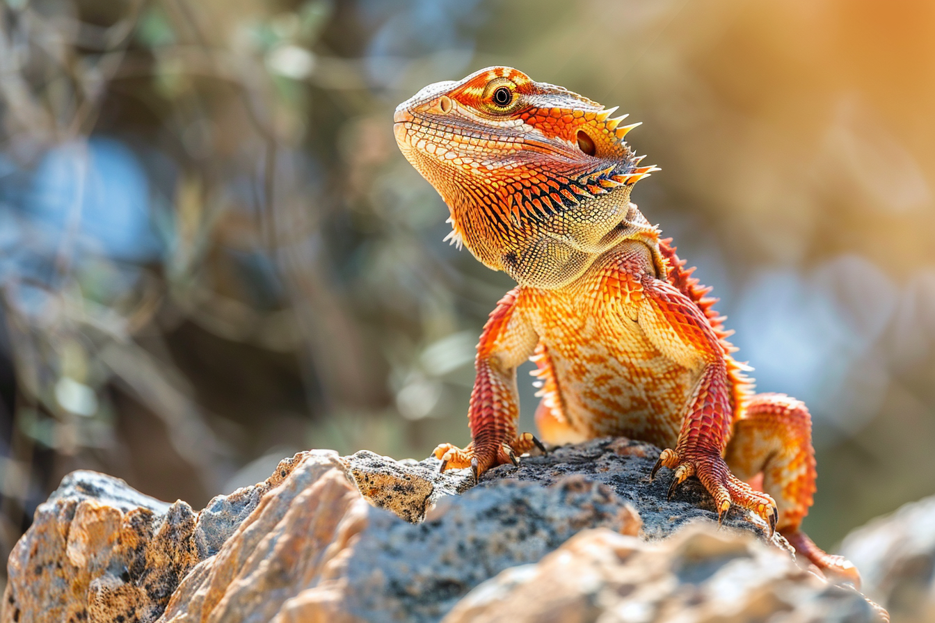 Image gratuite Dragon barbu sur un promontoire rocheux 3