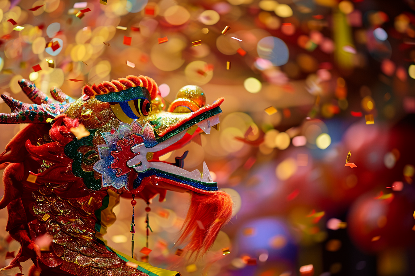 Image gratuite Dragon Nouvel An chinois confettis chatoyants 1
