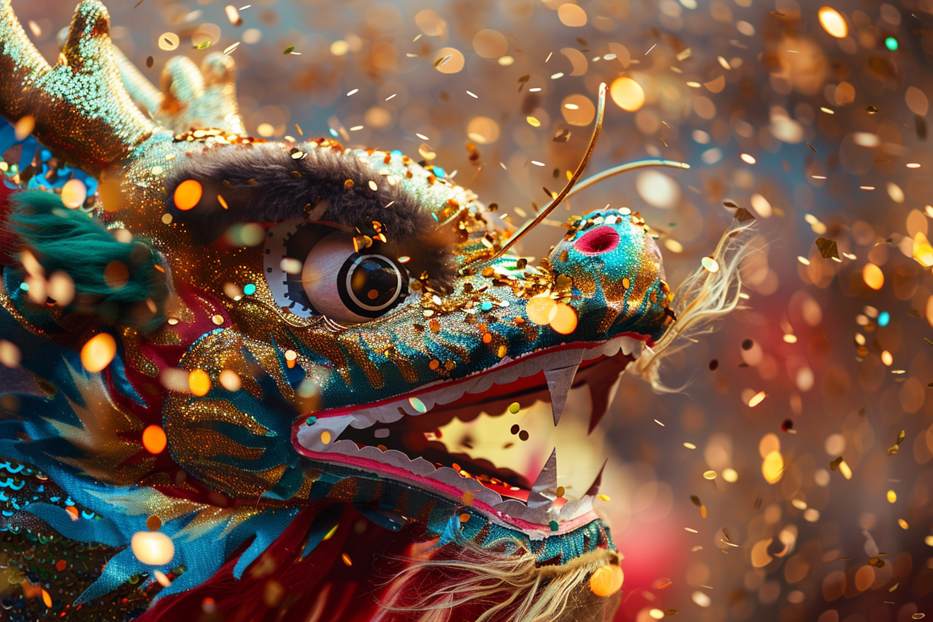 Image gratuite Dragon Nouvel An chinois confettis dorés 1