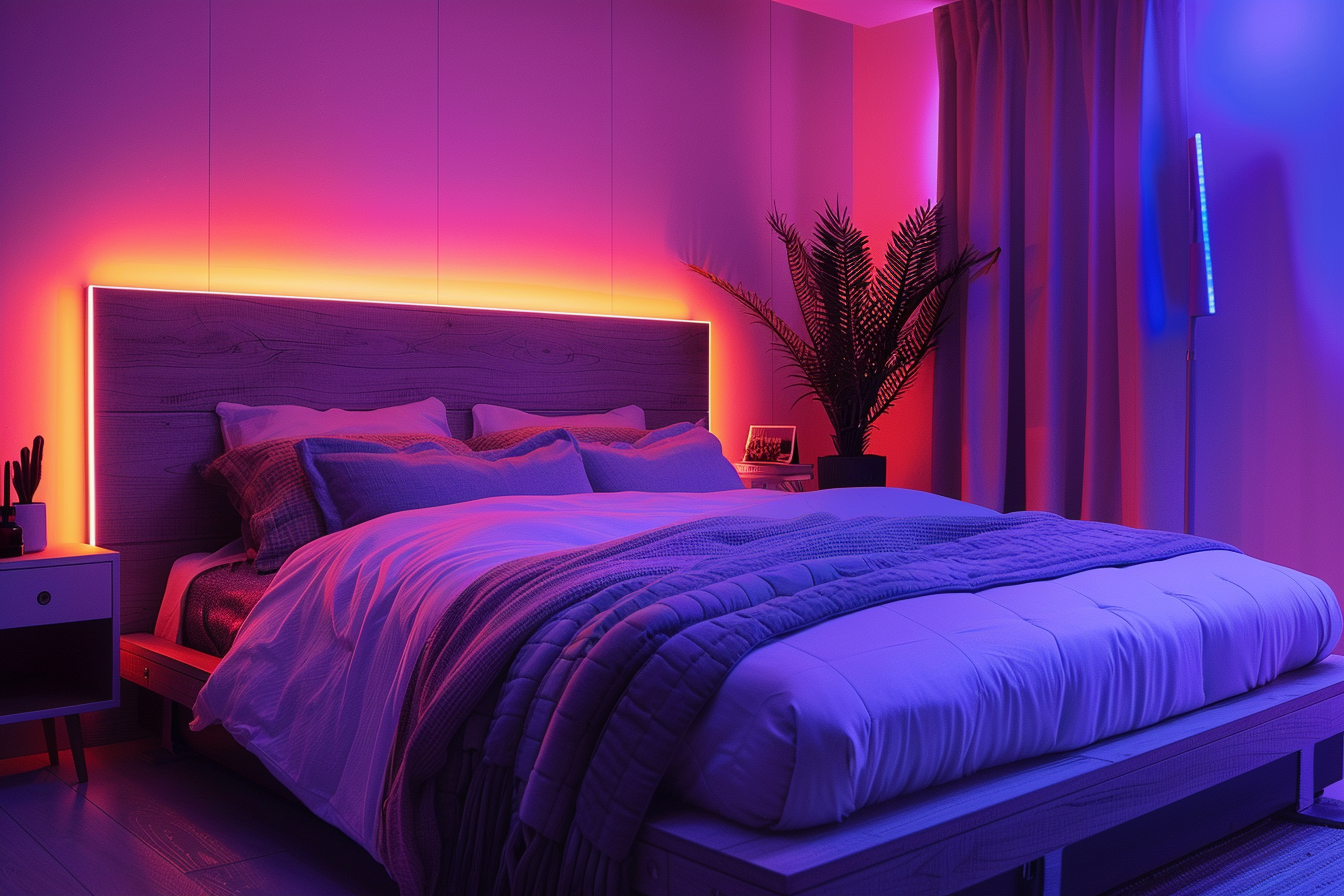Image gratuite Éclairage LED ambiance coloré chambre 1