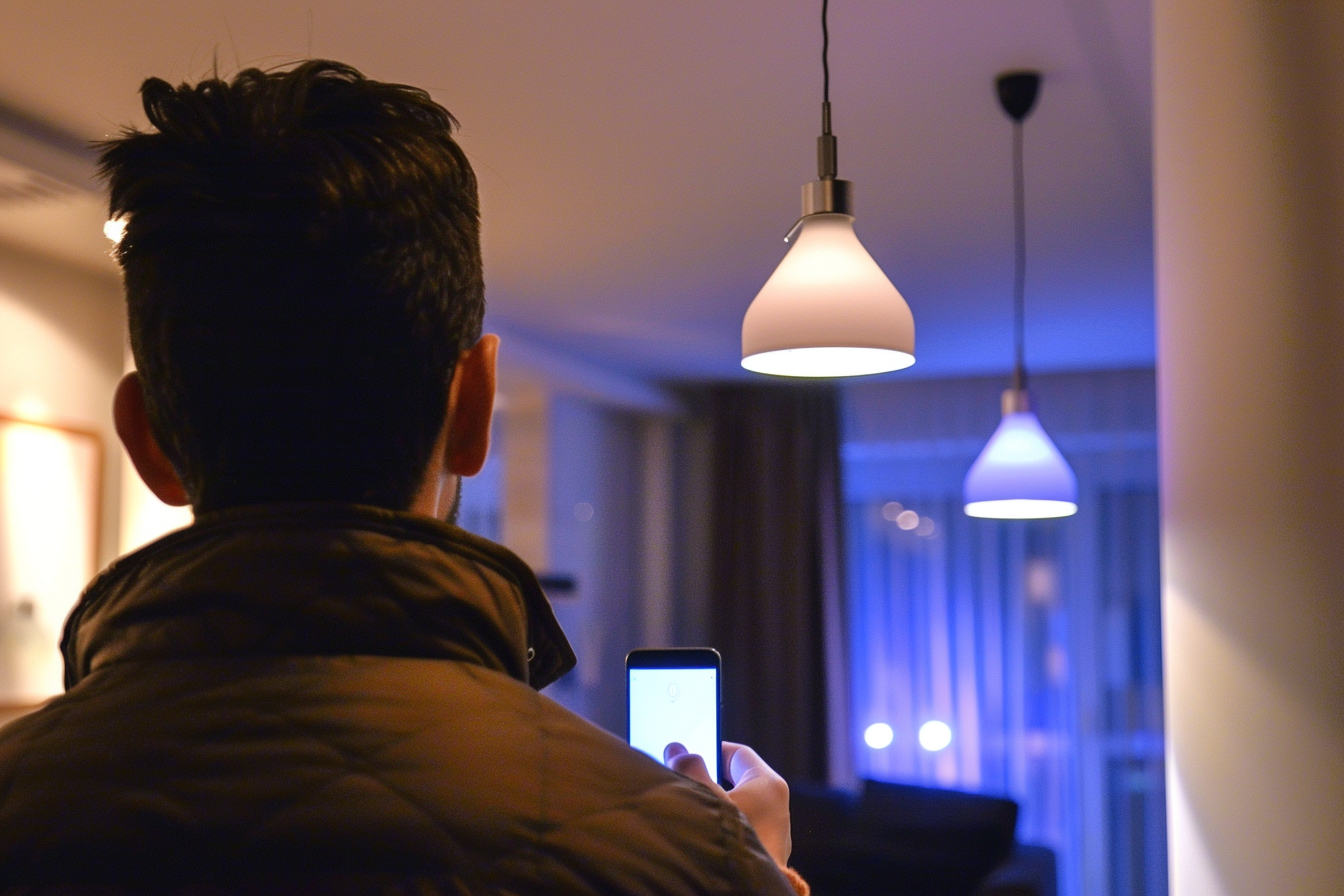 Image gratuite Éclairage LED intelligent contrôlé smartphone 1