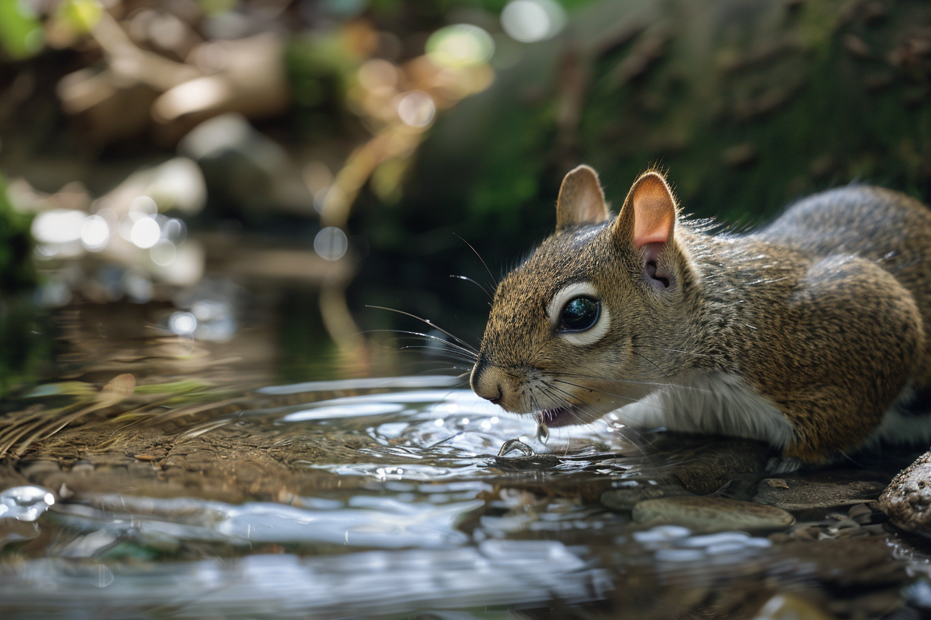 Image gratuite Écureuil buvant à un ruisseau 1