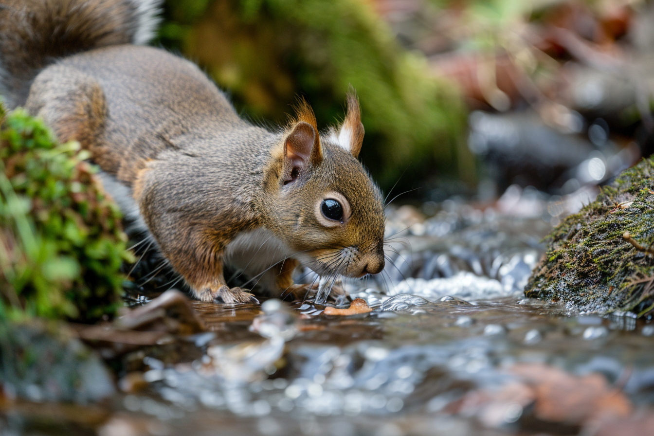 Image gratuite Écureuil buvant à un ruisseau 2