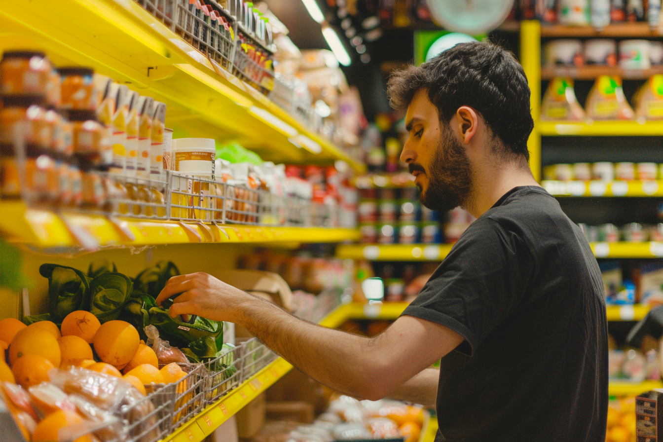 Image gratuite Employé d&rsquo;épicerie, fond jaune 1