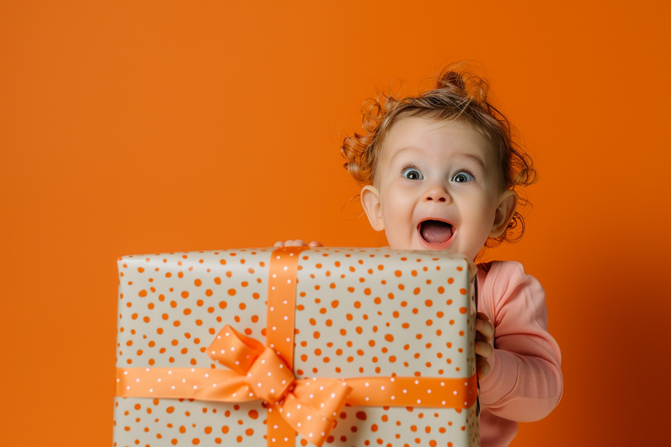 Image gratuite Enfant avec grande boîte cadeau 1