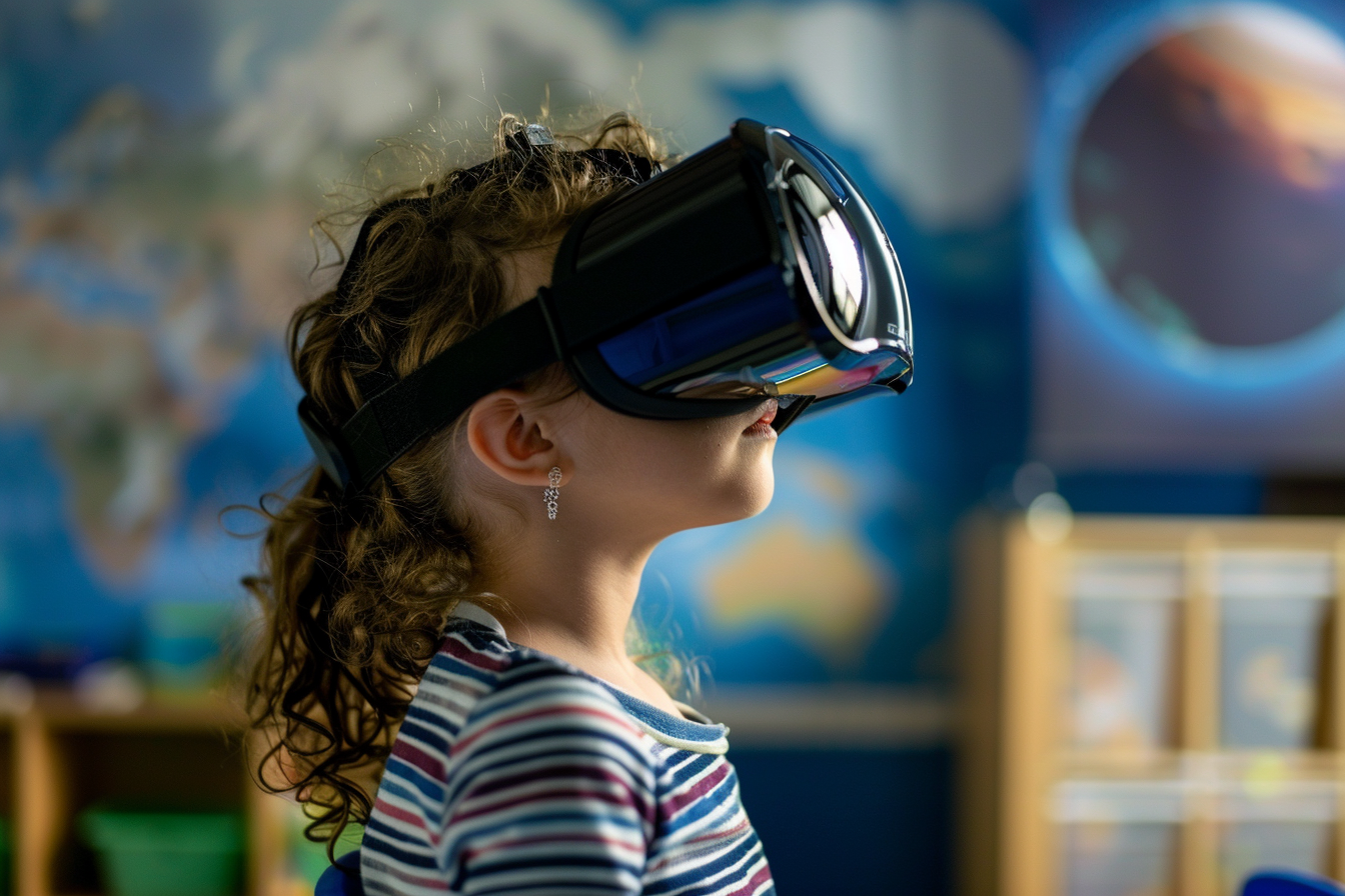 Image gratuite Enfant en VR, exploration spatiale 1