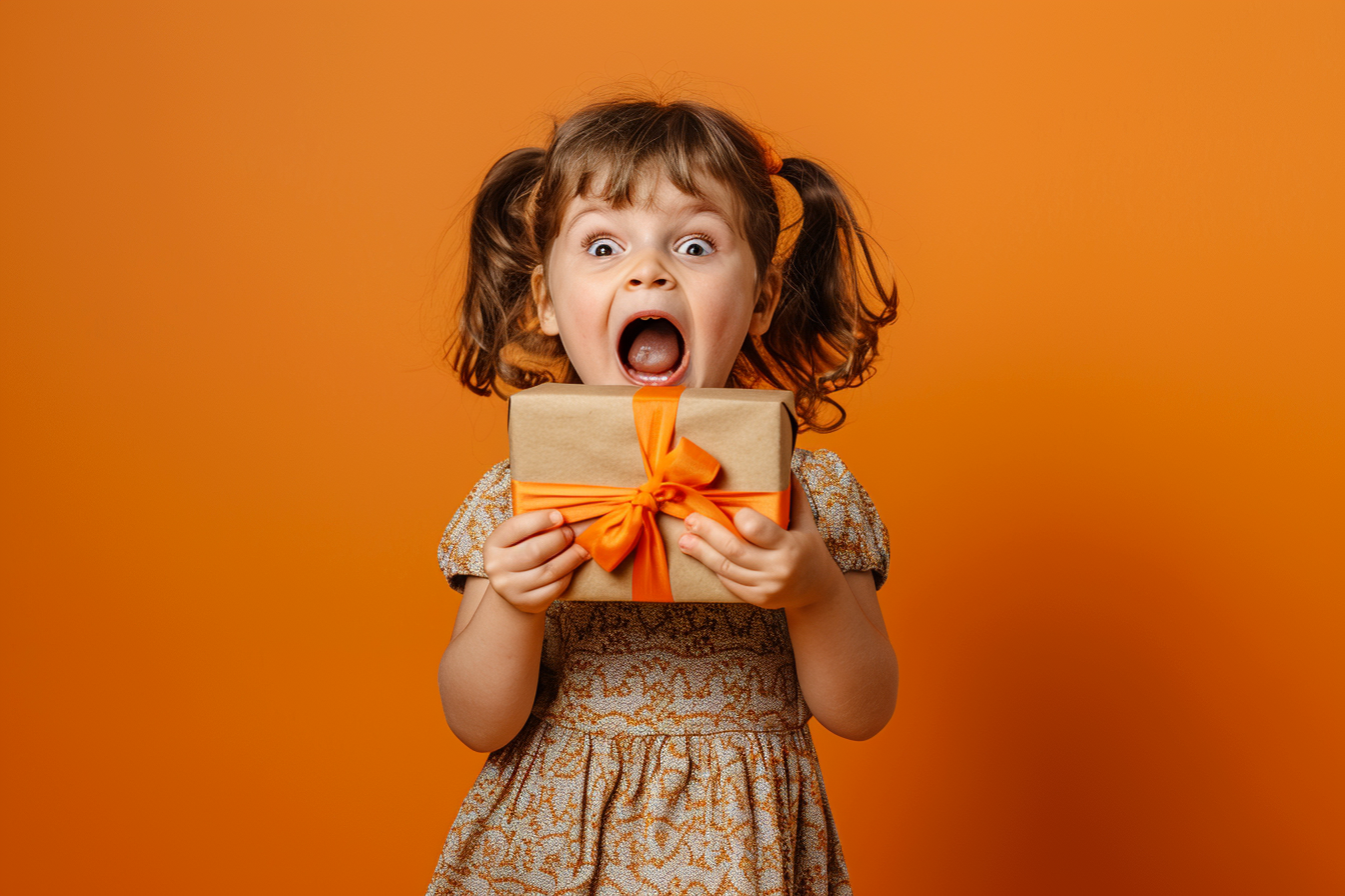 Image gratuite Enfant excitée ouvrant un cadeau d&rsquo;anniversaire 1