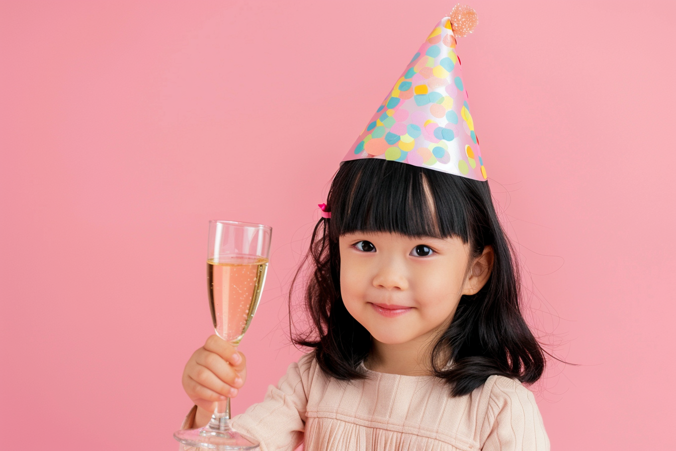Image gratuite Enfant toastant avec un verre de champagne 1