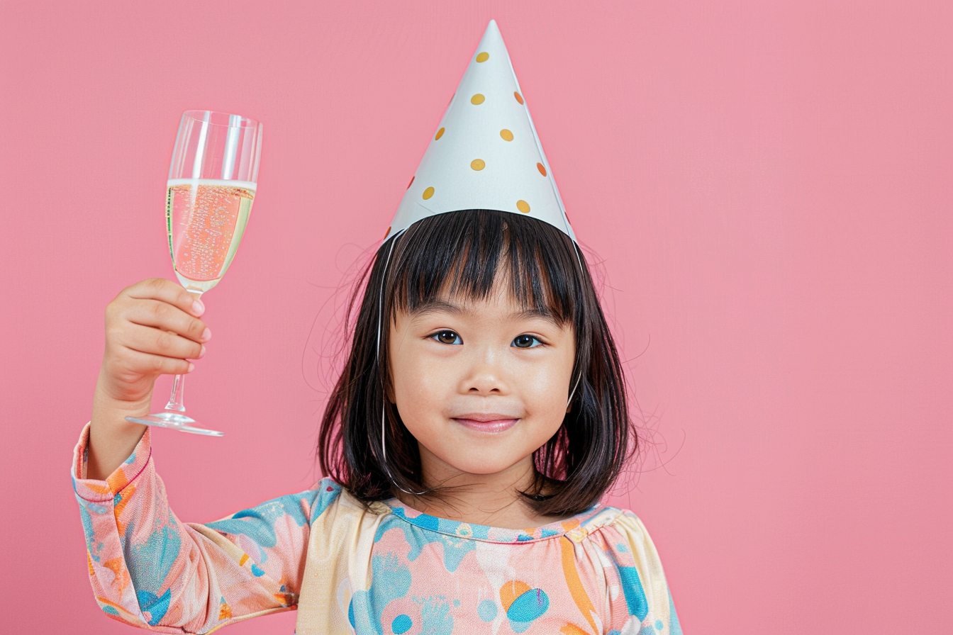 Image gratuite Enfant toastant avec un verre de champagne 2