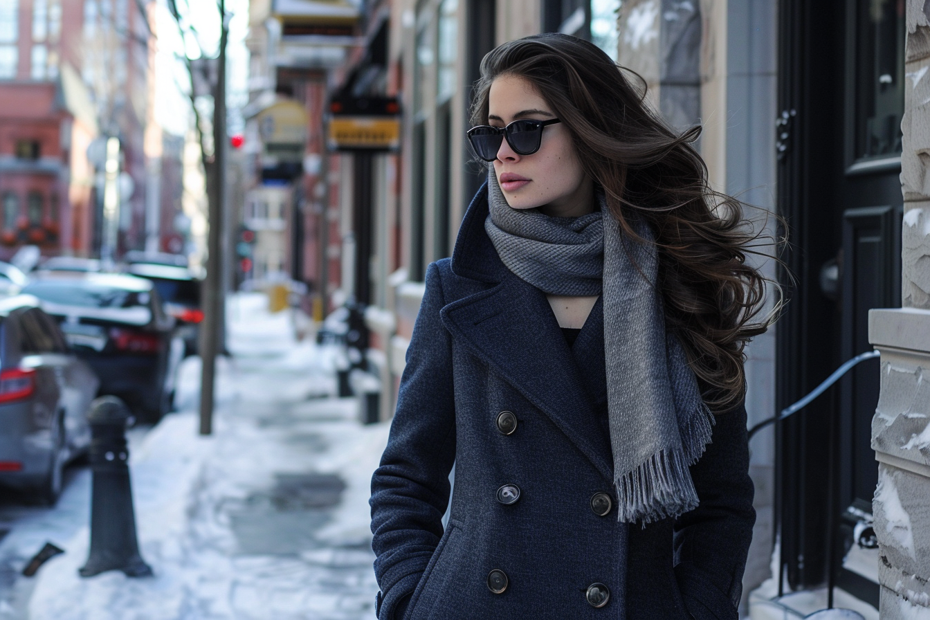 Image gratuite Ensemble hivernal élégant caban écharpe 1