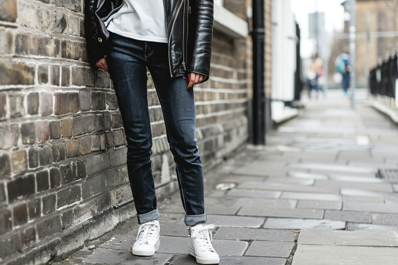 Image gratuite Ensemble street style baskets veste cuir 1