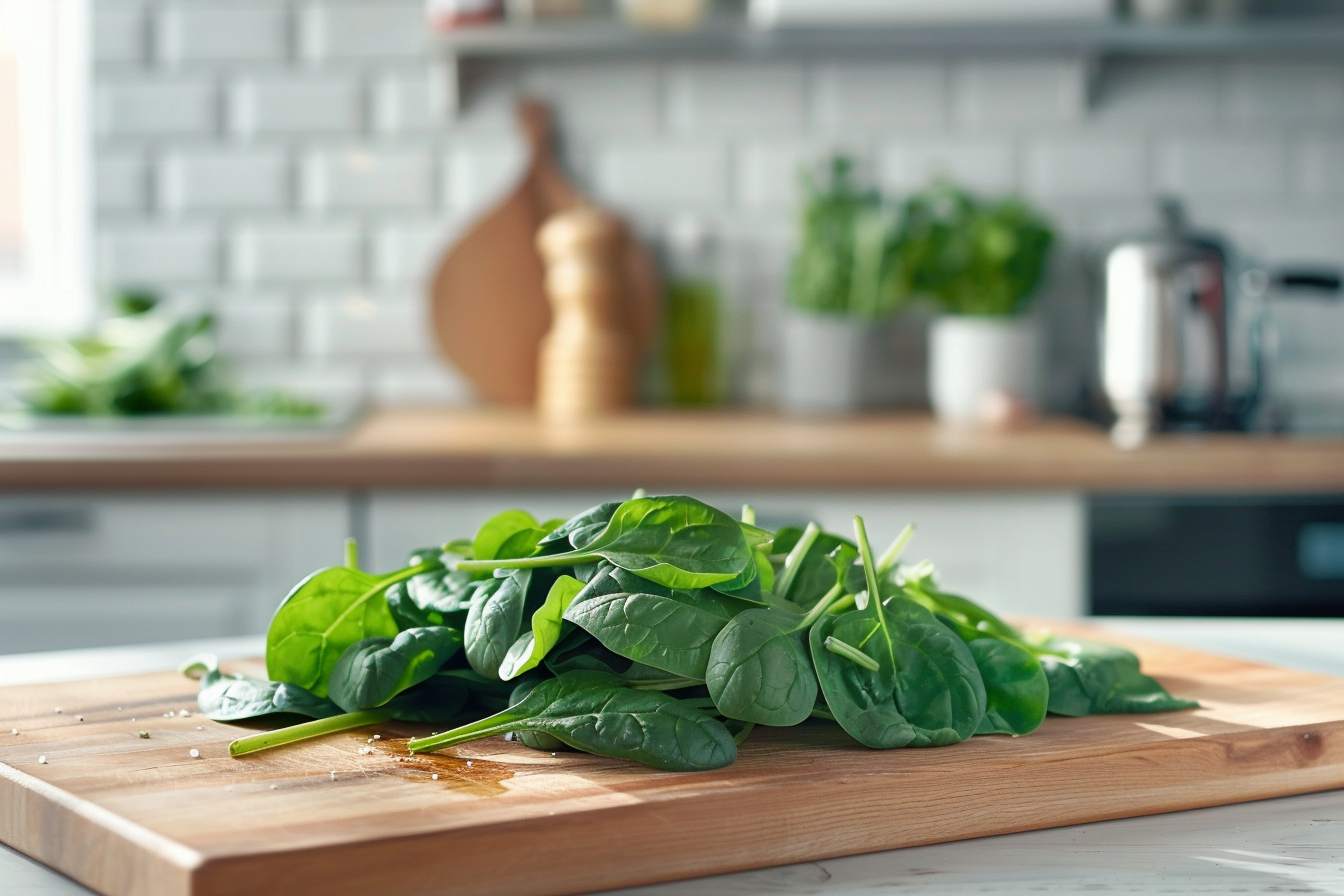 Image gratuite Épinards sur planche en bois 5
