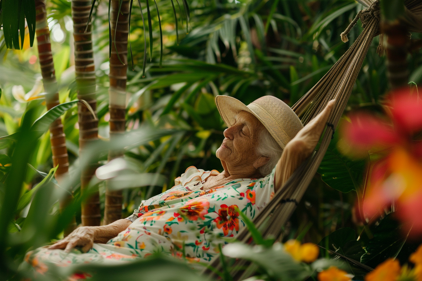 Image gratuite Femme âgée faisant la sieste sur un hamac 4