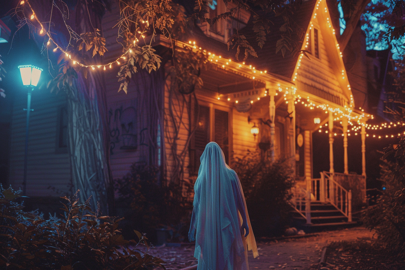 Image gratuite Femme âgée fantôme, maison hantée, lumières lugubres 2