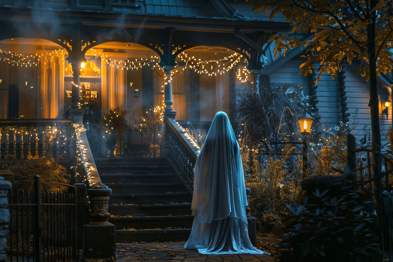 Image gratuite Femme âgée fantôme, maison hantée, lumières lugubres 3