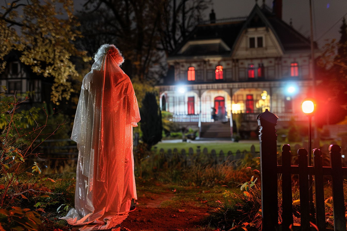 Image gratuite Femme âgée fantôme, maison hantée, lumières lugubres 4