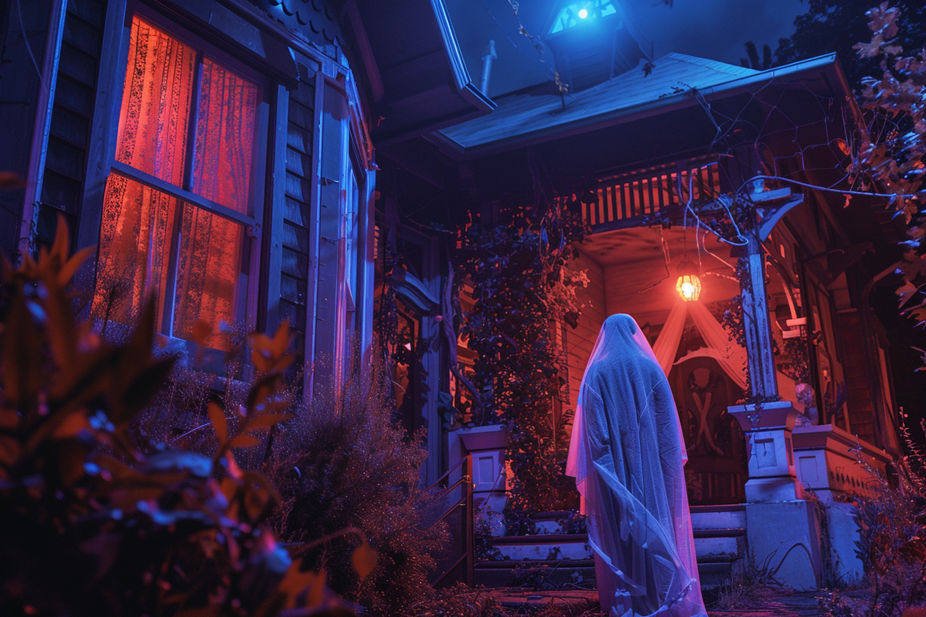 Image gratuite Femme âgée fantôme, maison hantée, lumières lugubres 5