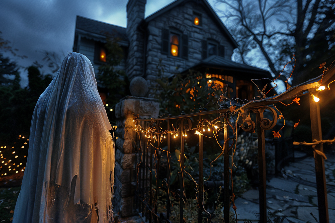 Image gratuite Femme âgée fantôme, maison hantée, lumières lugubres 6