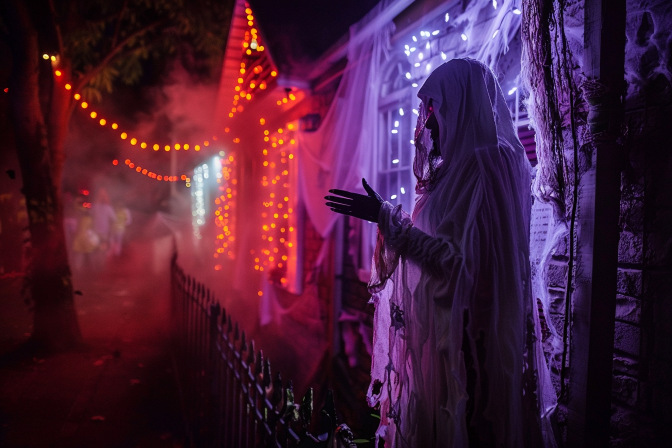 Image gratuite Femme âgée fantôme, maison hantée, lumières lugubres 8