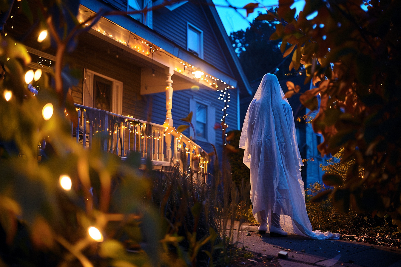 Image gratuite Femme âgée fantôme, maison hantée, lumières lugubres 9