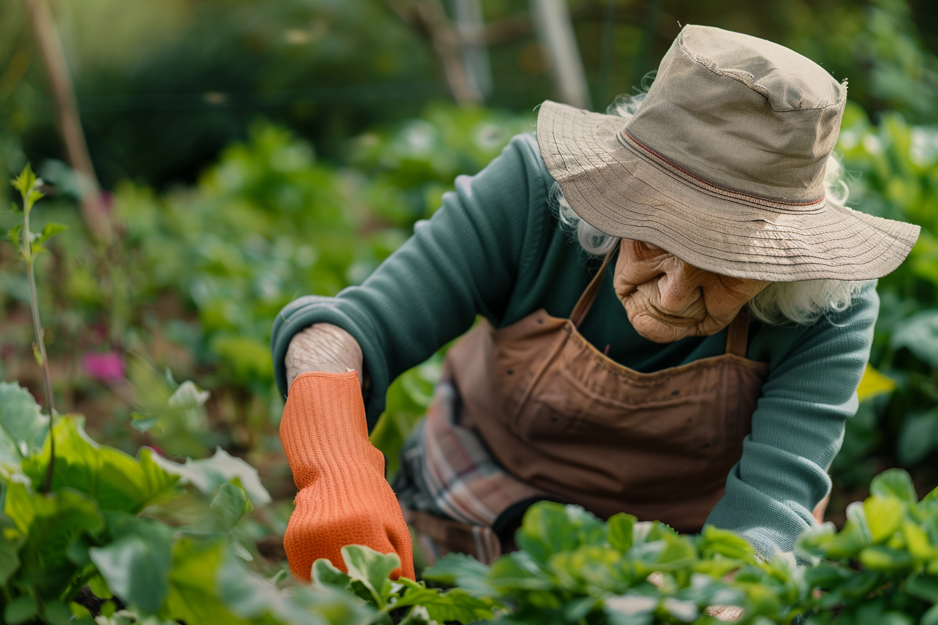 Image gratuite Femme âgée jardinant dans un potager 1
