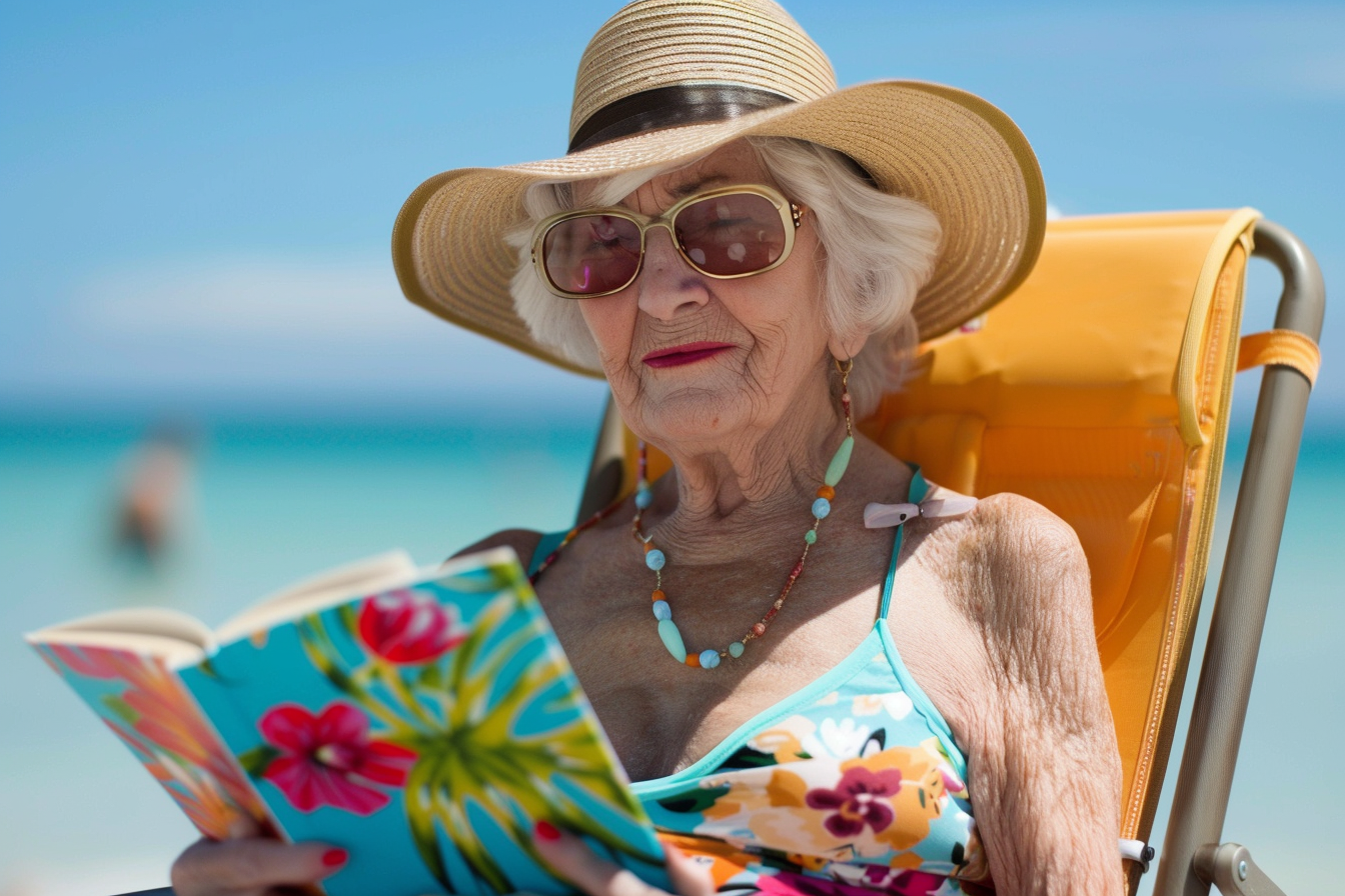 Image gratuite Femme âgée lisant un livre à la mer 3
