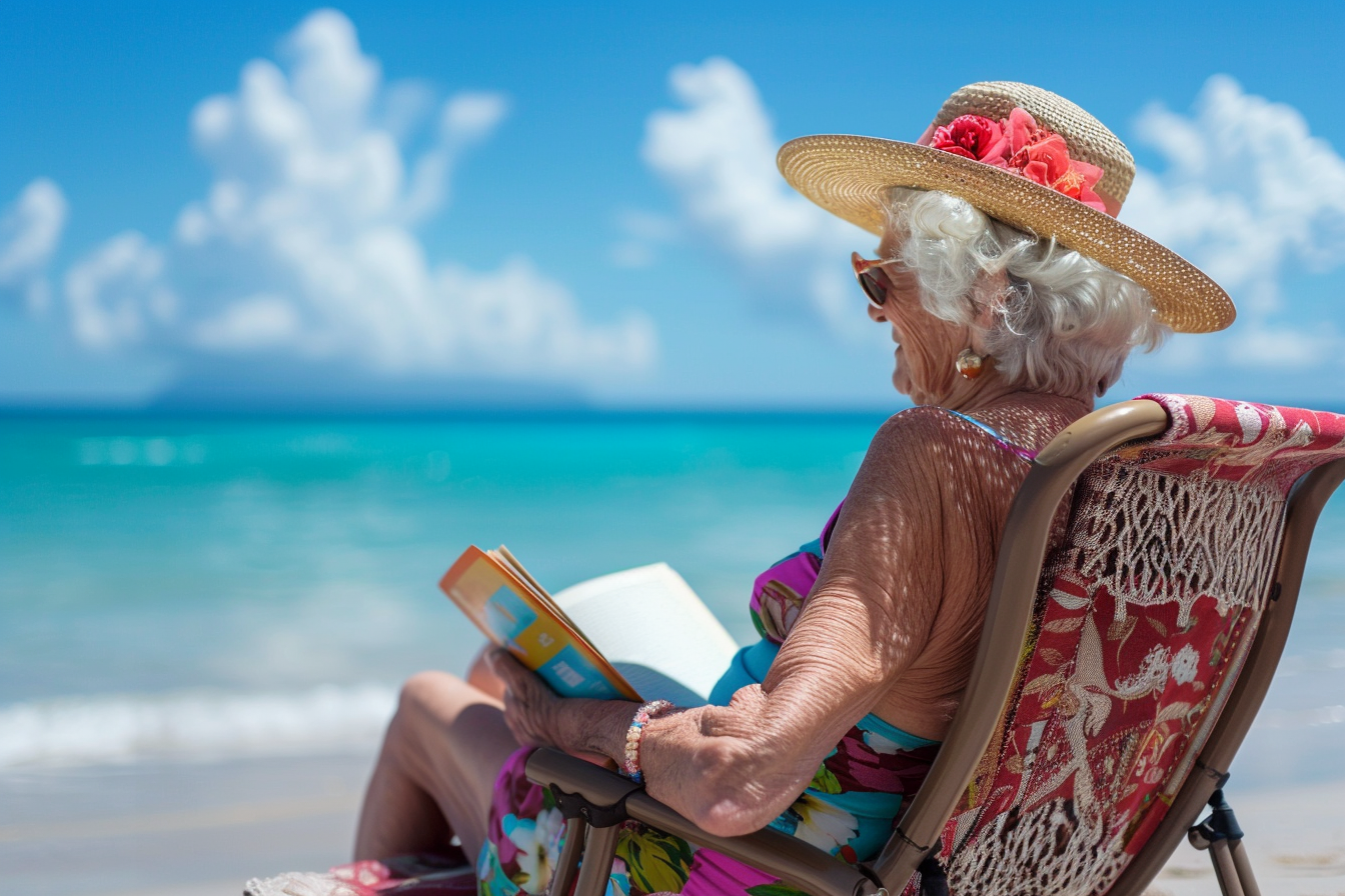 Image gratuite Femme âgée lisant un livre à la mer 5
