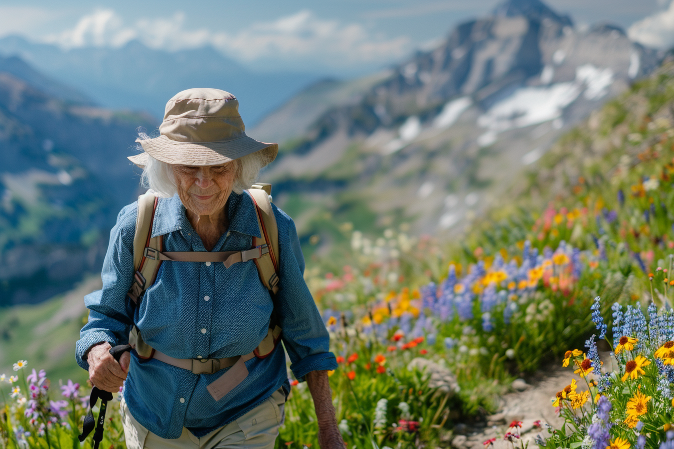 Image gratuite Femme âgée marchant sur un sentier de montagne 2
