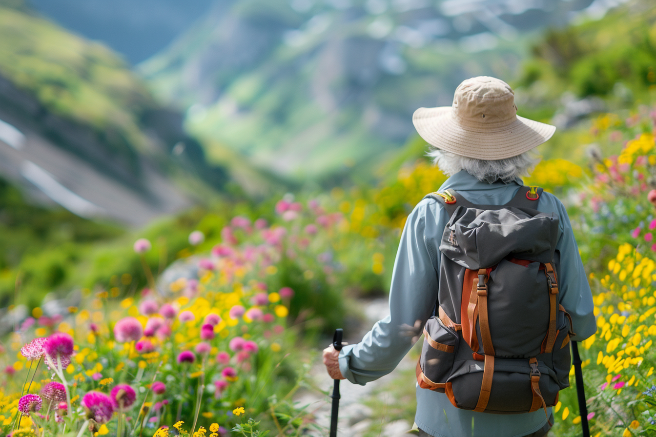 Image gratuite Femme âgée marchant sur un sentier de montagne 3