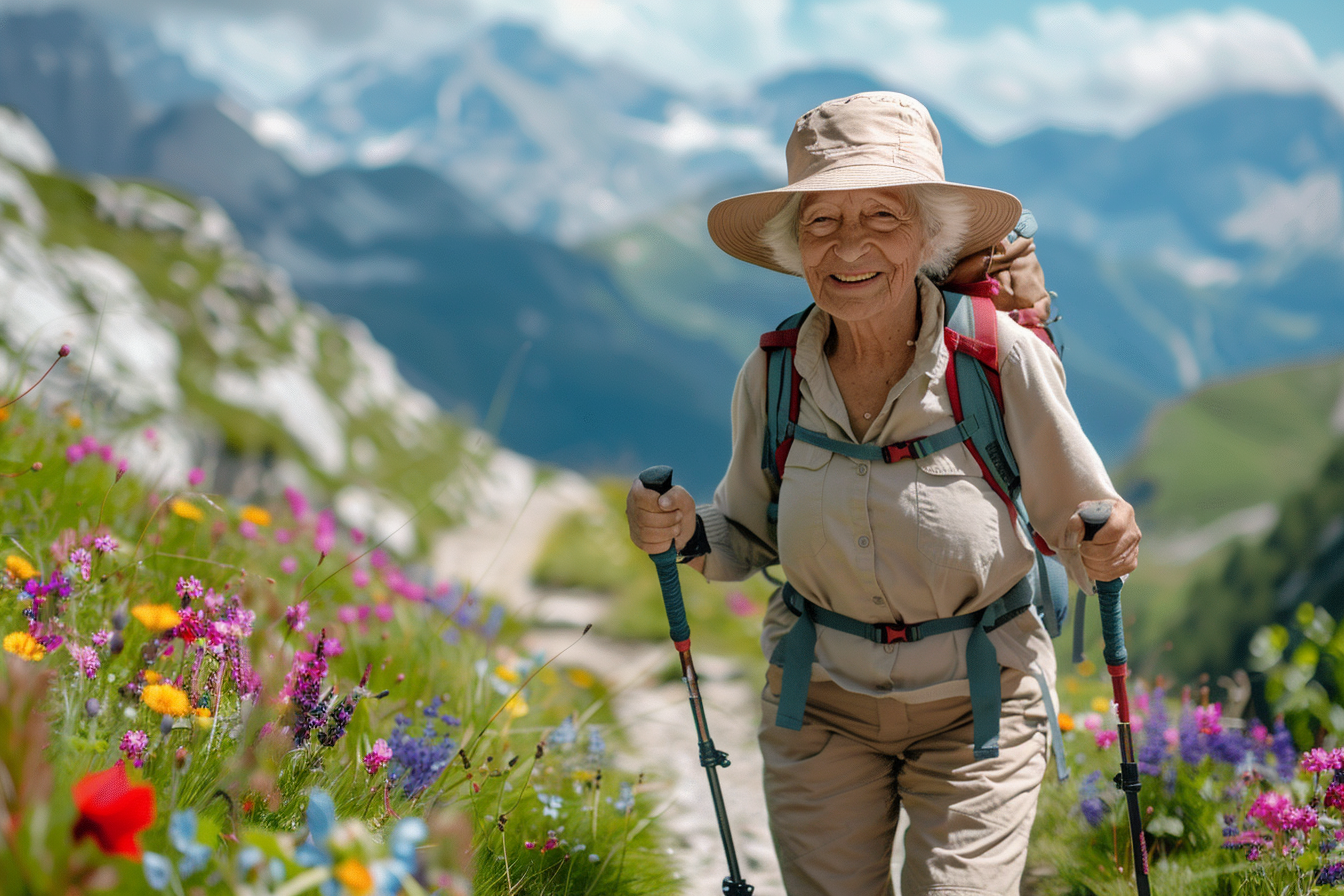 Image gratuite Femme âgée marchant sur un sentier de montagne 5