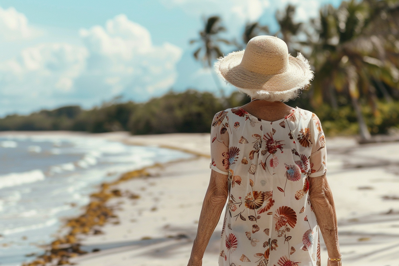 Image gratuite Femme âgée ramassant des coquillages à la plage 2